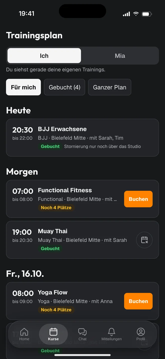 Trainingsplan mit Buchen-Knopf