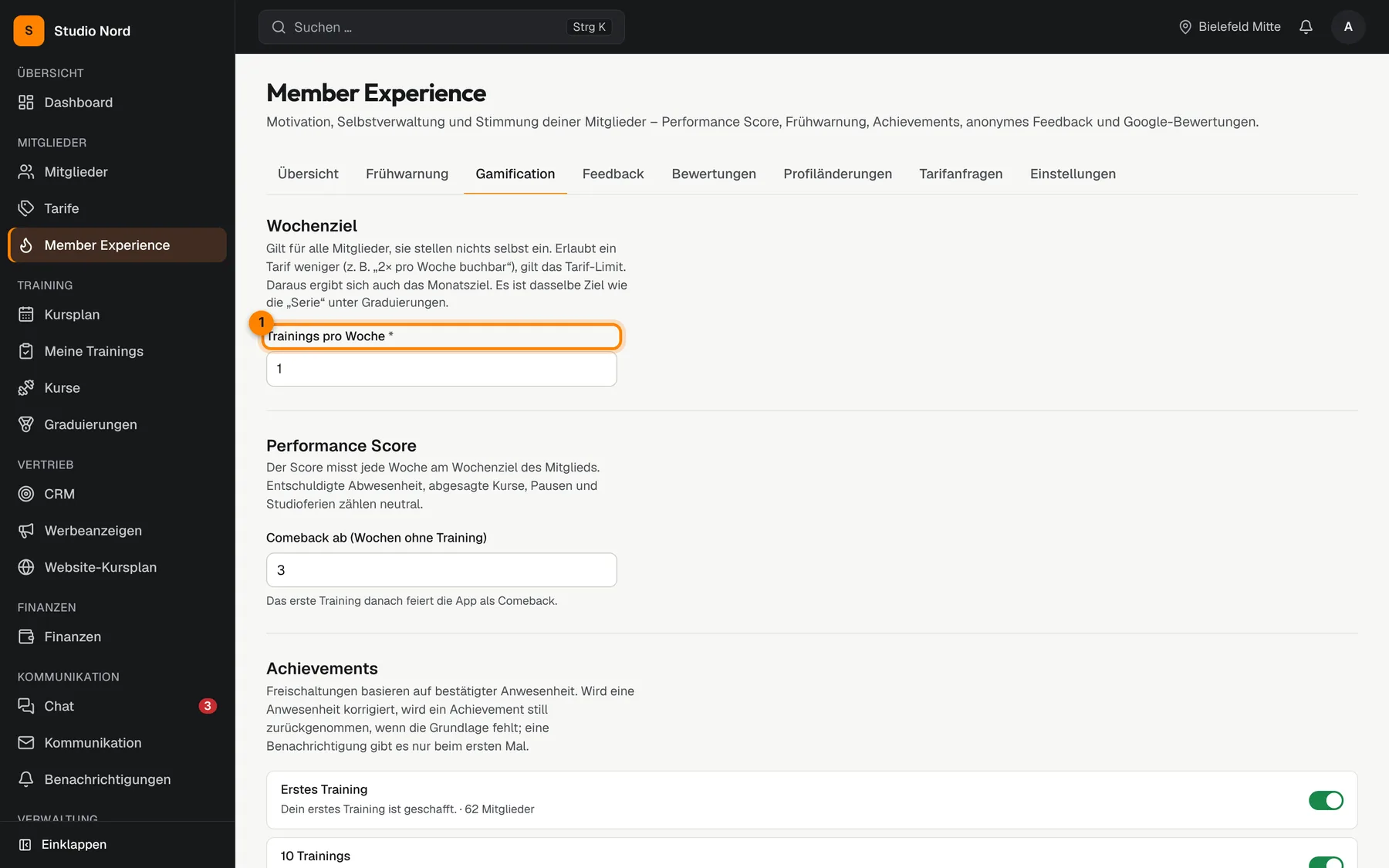 Gamification mit dem Wochenziel